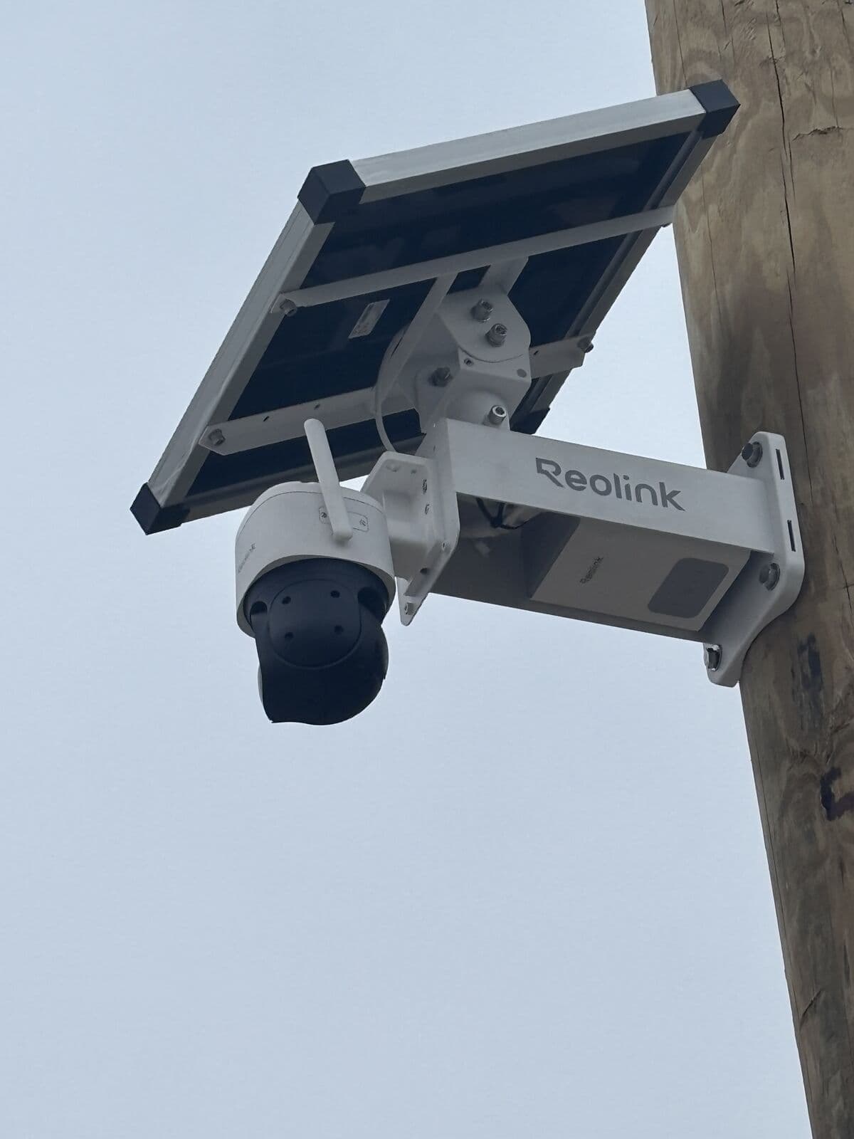 Solar-powered security camera monitoring the lot at Legacy Outdoor Storage